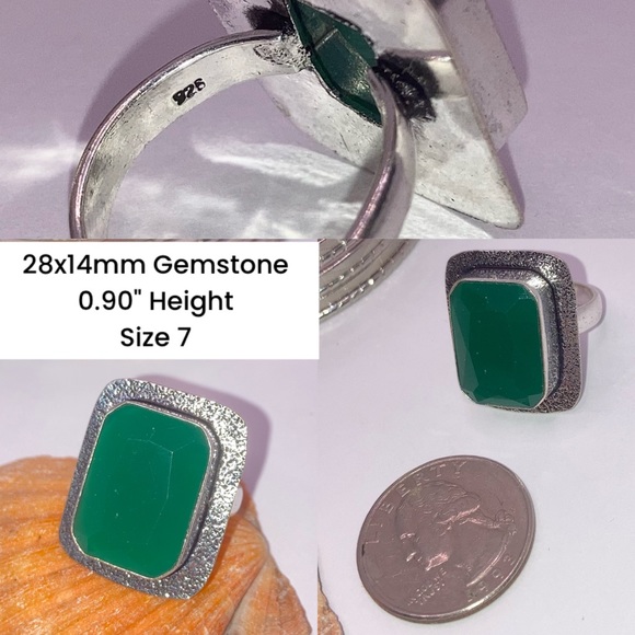 Green Onyx Gemstone Handmade Vintage Style Ring - Picture 3 of 4